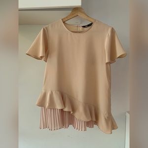 Zara Old Rose Round Neck Short Sleeves Blouse
